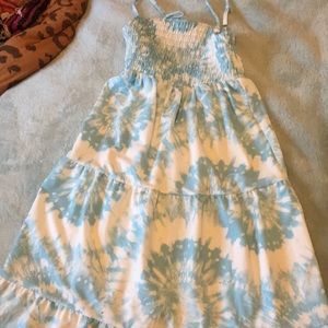 Blue tie dye long dress with straps